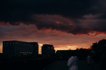 sunset over the city