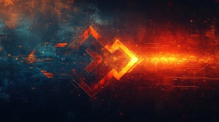 Abstract digital artwork featuring vibrant colors and geometric shapes.