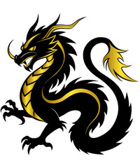 Black and Golden Chinese dragon 