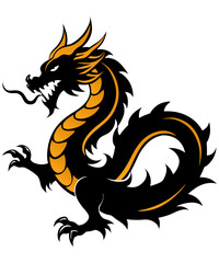 Black and Golden Chinese dragon 