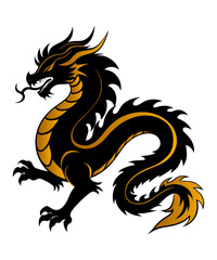 Black and Golden Chinese dragon 