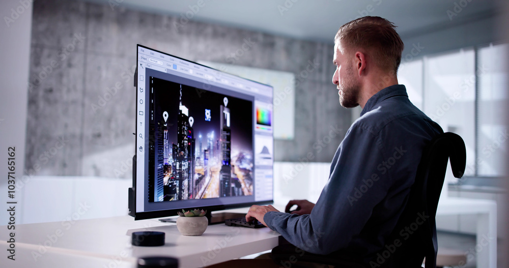 Poster Video Editor Or Designer Using Editing Software Tech