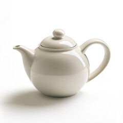 Modern design ceramic tea pot, isolated on pure white background