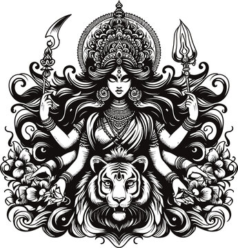 recommend clip art: Hindu god Durga 