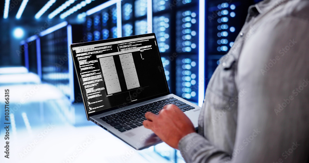 Aufkleber Server Room In Data Center. Cloud Computer Engineer