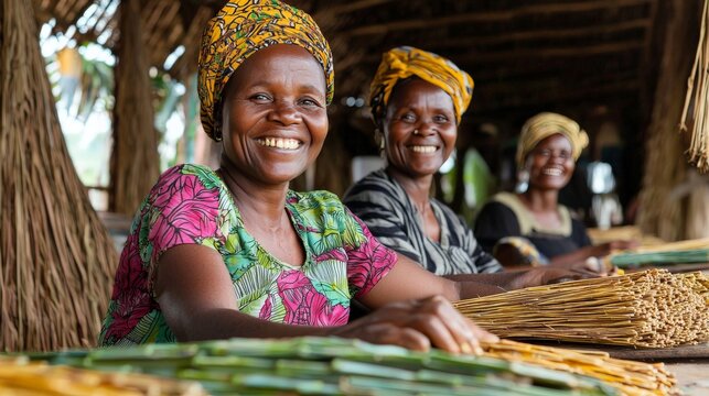 A cooperative of artisans receiving fair wages for their handmade products, highlighting fair trade