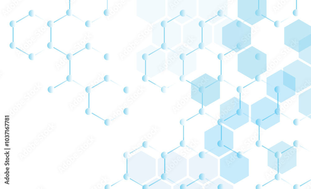 Aufkleber white blue background with abstract hexagon technology molecule pattern for presentation background 