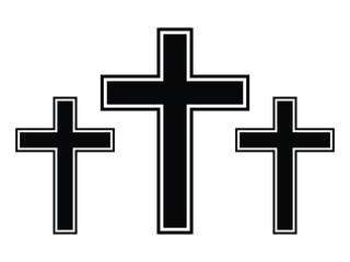 Christian cross icon. Cross icon, vector logo template. Outline cross symbol Faith, God, Easter isolated on white background. flat vector illustration.