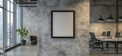 Obraz premium Minimalist Black Picture Frame Mockup. AI generated illustration.