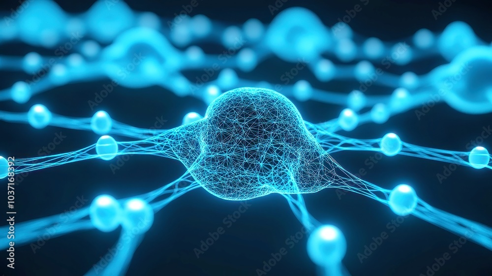 Poster abstract neural network visualization, dynamic ai concept, endless seamless loop, captivating patter