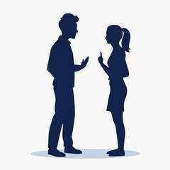 Flat design couple arguing vector silhouette