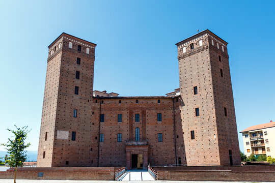 Exterior of Acaja Castle (Castle of Fossano) in Fossano, Piedmont, Italy, Europe