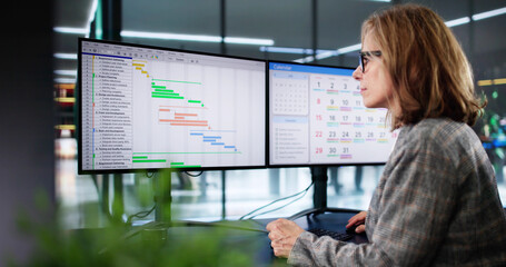 Business Woman Using Calendar Agenda Schedule