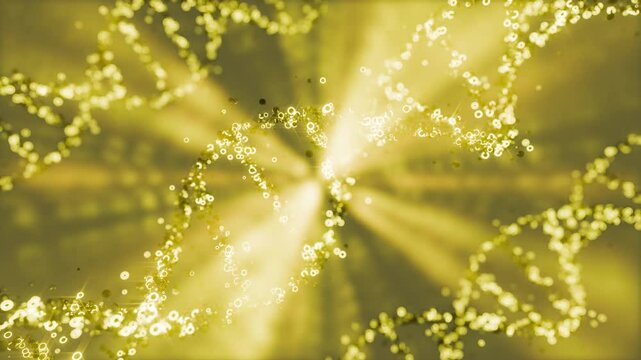 3D animation of yellow colored DNA helix moving in loop