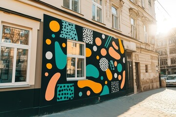 A vibrant mural painted on a building.