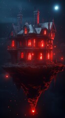 Obraz premium Scary floating castle