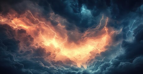 Fototapeta premium The Wrath of God: Lightning Storm. AI generated illustration.