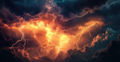 Fototapeta premium The Wrath of God: Lightning Storm. AI generated illustration.