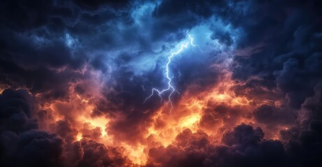 Fototapeta premium The Wrath of God: Lightning Storm. AI generated illustration.