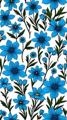 Fototapeta premium Seamless illustration with field blue flowers