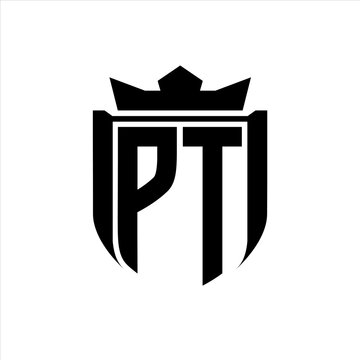 recommend clip art: PT Logo with shield shape inside shield badge crown on white background template design