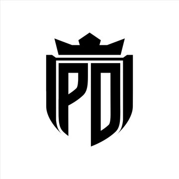 recommend clip art: PD Logo with shield shape inside shield badge crown on white background template design