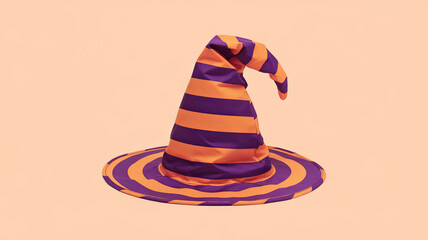 vibrant child sized witch hat featuring bold orange and purple stripes, perfect for Halloween festivities and playful dress up occasions