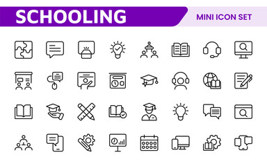 Education line icons collection. Big UI icon set in a flat design. Thin outline icons pack. Thin line icons set of academic subjects and education. Outline symbol collection.