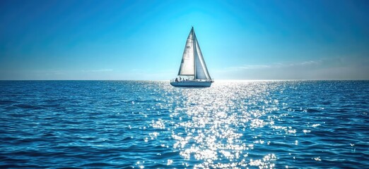 Obraz premium Luxury yacht sailing on a sunny sea. AI generated illustration.