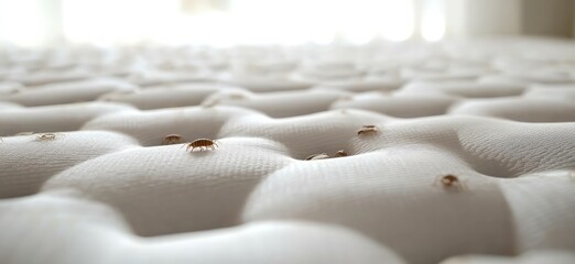 Obraz premium Widespread bed bug infestation in a hotel room. AI generated illustration.