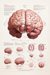 Anatomical illustration of the human brain, detailing its structure and functions.