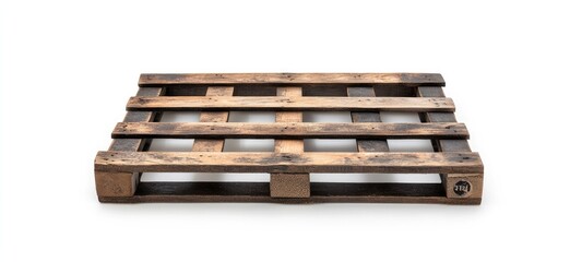 Wooden pallet cutout on white background. AI generated illustration.