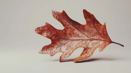 Fototapeta premium Autumn oak leaf on minimalist background capturing seasonal beauty