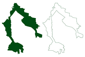 Metlatonoc municipality (Free and Sovereign State of Guerrero, Mexico, United Mexican States) map vector illustration, scribble sketch Metlatónoc map