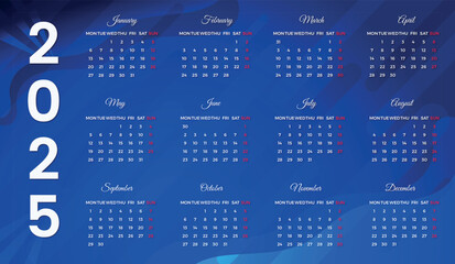 Calendar 2025 new year design templates