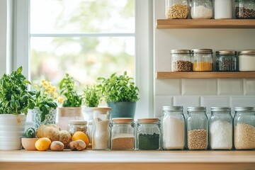 An organic meal prep setup with colorful ingredients.