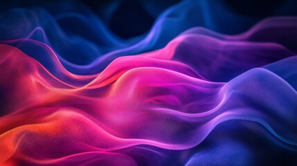 Obraz premium Abstract translucent semi-transparent blue pink background , waves on black background, fog, smoke, space, galaxy, sky, 3D, wallpaper