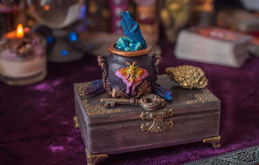 Negative energy is burning out. Mystical scene for esoteric content, candle is burning, flame. Fate and prediction 