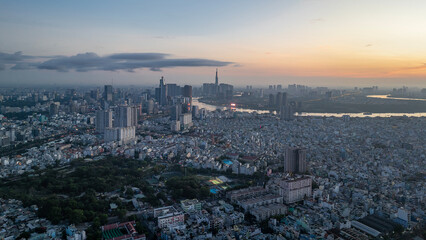 August 12, 2024: Panorama of Ho Chi Minh City every early morning