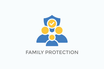 Family Protection Vector Icon Or Logo Illustration