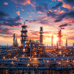 close up Industrial view at oil refinery plant form industry zone with sunrise