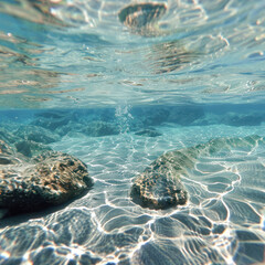 crystal clear water with sunlight