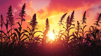 Sunset Silhouette of Grass