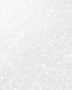 white Circuit Board background with Glowing Lines and Nodes