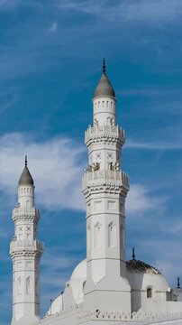 7th century Quba Mosque or Masjid Quba in Medina, Saudi vertical video