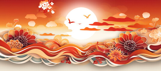 sun set on sea and bird