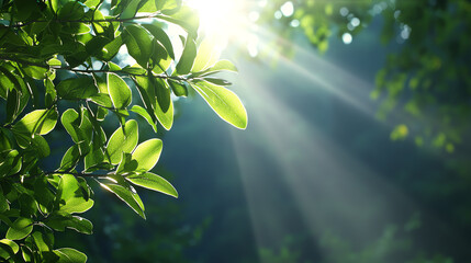 Obraz premium Illuminated leaves nature's beauty captured in the soft glow of sunlight