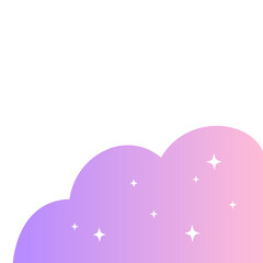 Gradient pink purple cloud corner border frame. Flat decorative vector design isolated illustration.