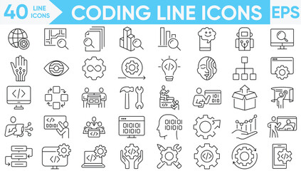 Coding Line Icons Vector And Illustration Set.