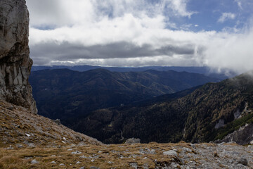 A photo of the mountain is rocky
